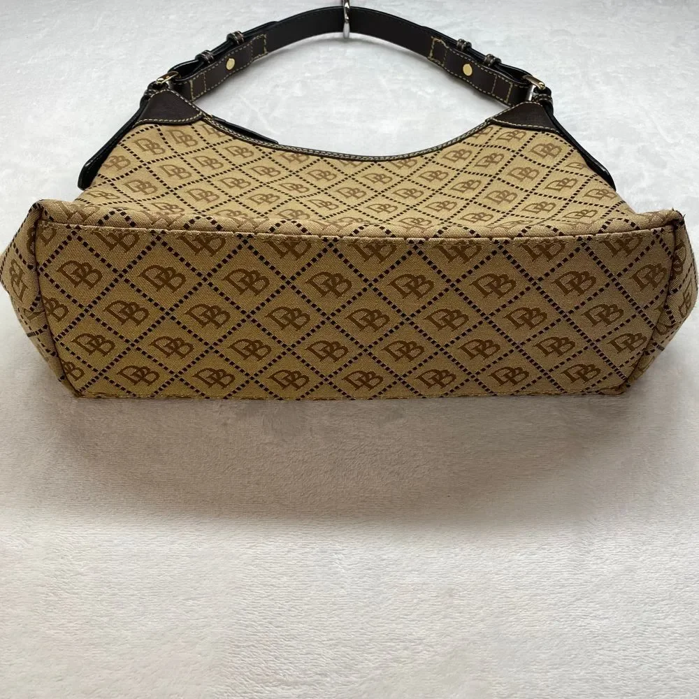 Dooney & Bourke Signature Canvas Hobo Bag Brown‎ Leather Trim Handbag